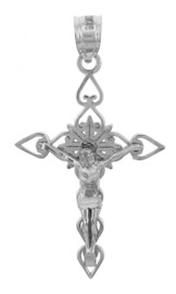 White Gold Crucifix Pendant - The Good Shepherd Crucifix