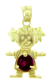 CZ Round Red Stone Baby Girl Birthstone Charm