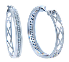 Earrings - Slim Diamonds and Weave Hoop Earrings