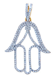Diamond Pendants - Gold Hamsa Pendant with Diamonds