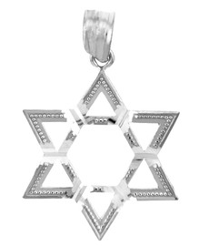 Jewish Charms and Pendants - 14K White Gold Gleaming Star of David Pendant