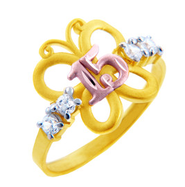 15 Años Ring - Quinceanera Butterfly Ring with Cubic Zirconias