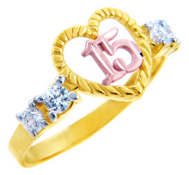 15 Años Ring  - Quinceanera Heart Ring with Cubic Zirconias