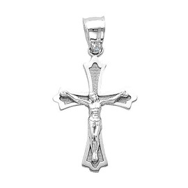 14K White Gold - The Rapture Crucifix Small