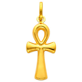 14K Gold Egyptian Ankh Cross Pendant