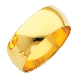 Polished Yellow Gold Classic Wedding Band - 8MM