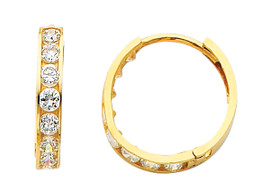 Yellow Gold Classic CZ Huggie Earrings