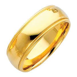 14K Gold Milgrain Comfort Fit Wedding Band 7MM