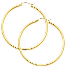 Yellow Gold Hoop Earring- 2.5 Inches