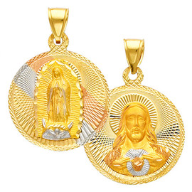 Double Faced "Our Lady of Guadalupe/Jesus Christ" Pendant- 1 Inch