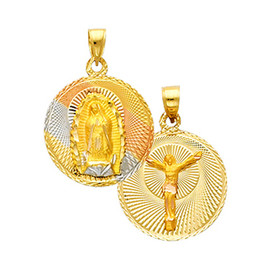 Double Faced "Our lady of Guadalupe/Crucifix" Pendant- 0.75 Inch