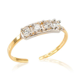 Yellow Gold CZ Toe Ring