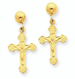 Polished Crucifix Post Earrings