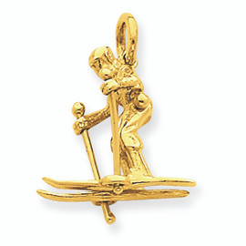 14K Gold Skier Pendant