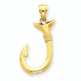 Gold Fishing Hook Pendant (1 in.)