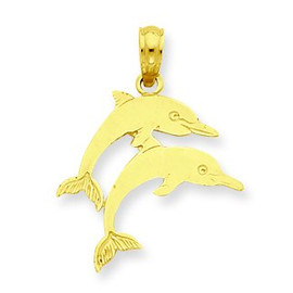 14K Gold Light Dolphin Pendant