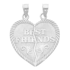 Sterling Silver Hearts Apart - Best Friends Pendant - Large