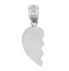 White Gold Broken Heart Left Half Pendant