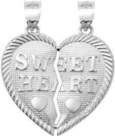 Silver   "SWEET HEART"  Breakable  Hearts Pendant