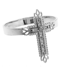 White Gold Thorned Cross Ring