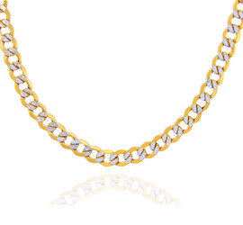 Gold Chains and Necklaces - Hollow Cuban Pave 10K Gold Chain 3.27 mm