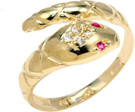 Yellow Gold CZ Serpent Ring