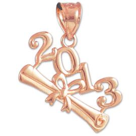 2013 Class Graduation Rose Gold Charm Pendant