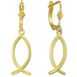 Yellow Gold Ichthus (Fish) Earrings