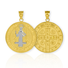 Solid Gold St. Benedict Coin Medallion Pendant (M)