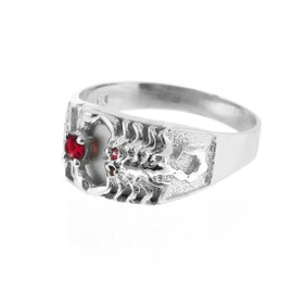 Men's Sterling Silver Red CZ Scorpion Ring