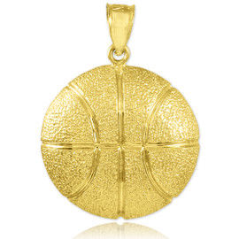 Hammered Gold Basketball Sports Pendant