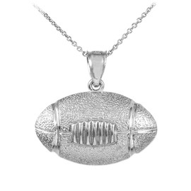 White Gold Football Sports Pendant Necklace