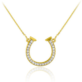 14K Gold Diamond Horseshoe Necklace