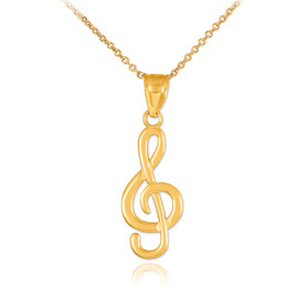 Gold Treble Clef Pendant Necklace