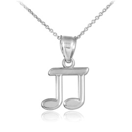 White Gold Beamed Eighth Note Pendant Necklace