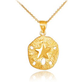 Gold Textured Sand Dollar Pendant Necklace