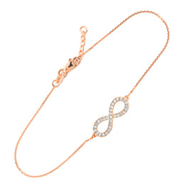 14K Rose Gold Diamond Infinity Pendant Bracelet