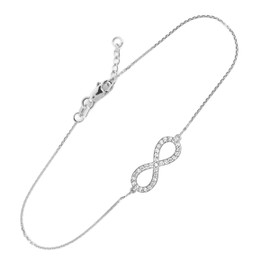 Sterling Silver Clear CZ Infinity Pendant Bracelet