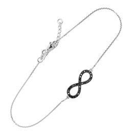 14K White Gold Black Diamond Infinity Pendant Bracelet