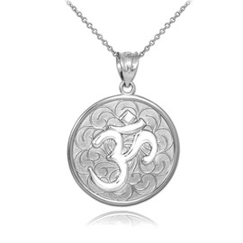 Silver Om Medallion Pendant Necklace