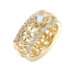 Gold Celtic Trinity Love Knot Diamond Wedding Ring