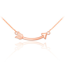 14k Rose Gold Sideways Curved Arrow Necklace