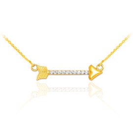 14k Gold Diamond Studded Arrow Necklace
