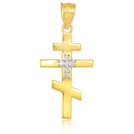 Diamond studded yellow gold Russian cross