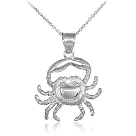 Sterling Silver Crab Charm Pendant Necklace