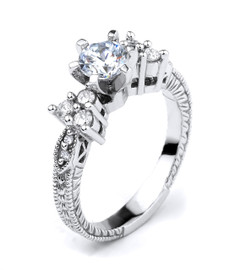 14k White Gold Round CZ Solitaire Engagement Ladies Ring