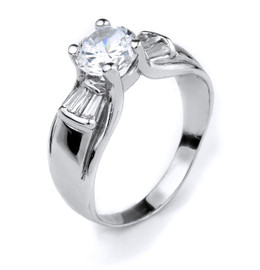 10k Gold Round CZ Solitaire Engagement Ladies Ring