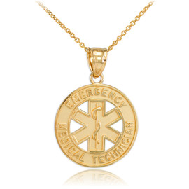 Gold EMT Medical Charm Pendant Necklace