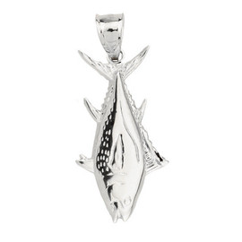 Sterling Silver Upside Down Yellowfin Tuna Fish Pendant