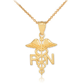Gold Registered Nurse RN Medical Pendant Necklace